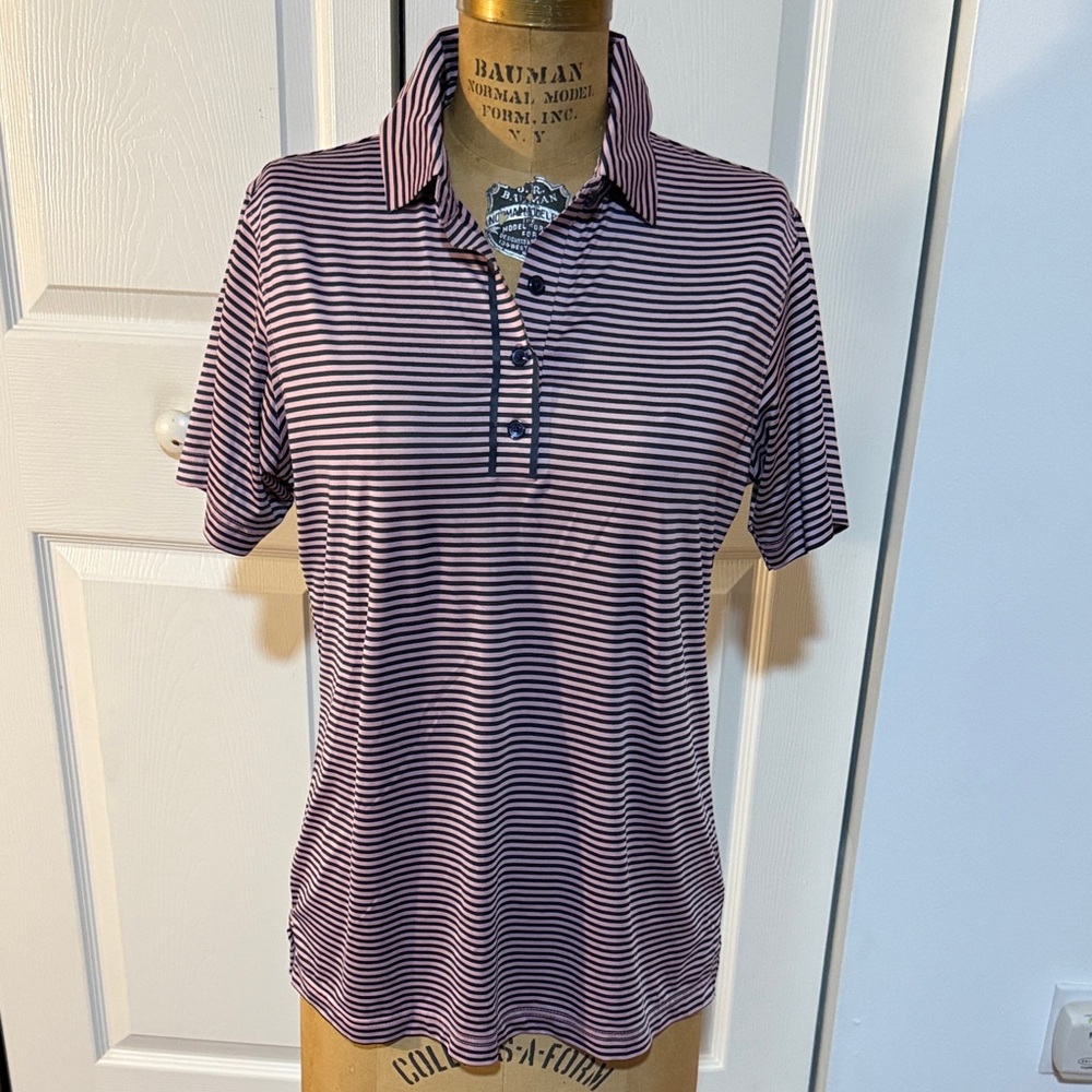 Striped Polo Collar Blouse